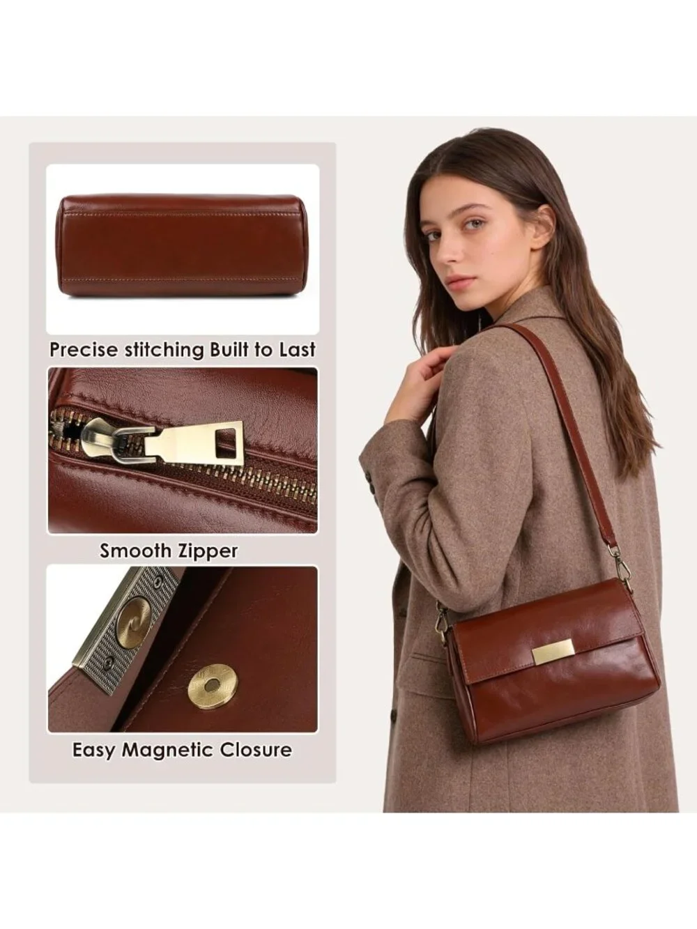 Women's Green Genuine Leather 2 Styles Straps Multiple Pockets Crossbody Bag